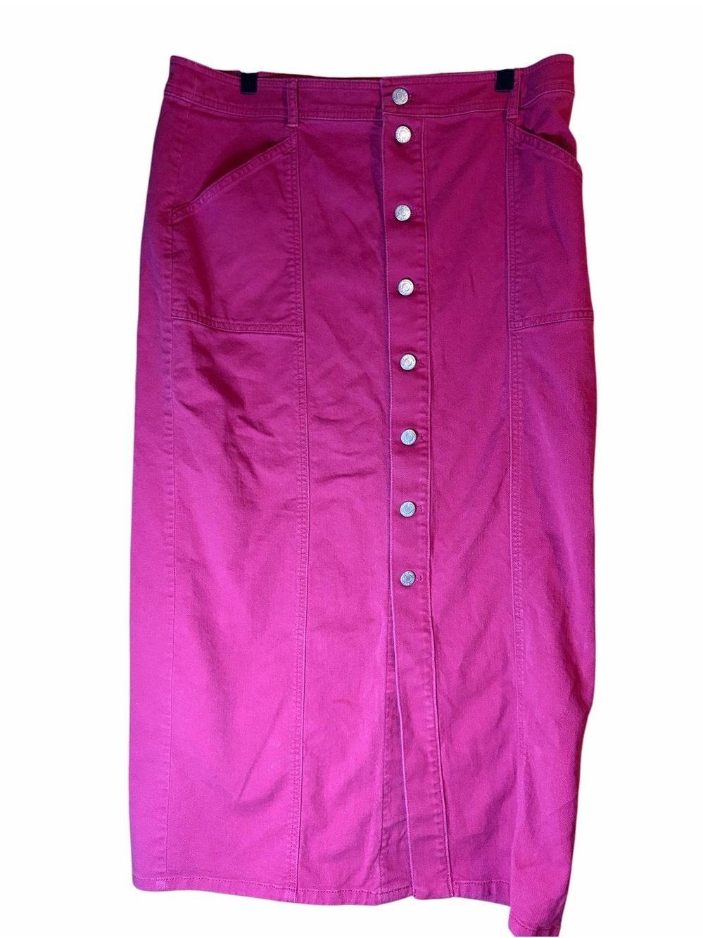 LOFT Women’s Magenta Pink Button Front Utility Skirt Size 12